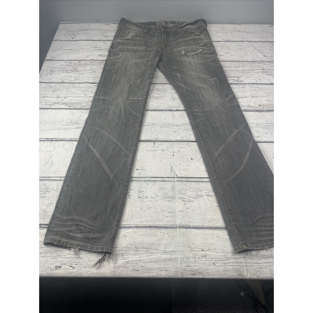 Affliction Jeans Mens 36x35 Blue Ace Distressed P Denim Color Gray Mens